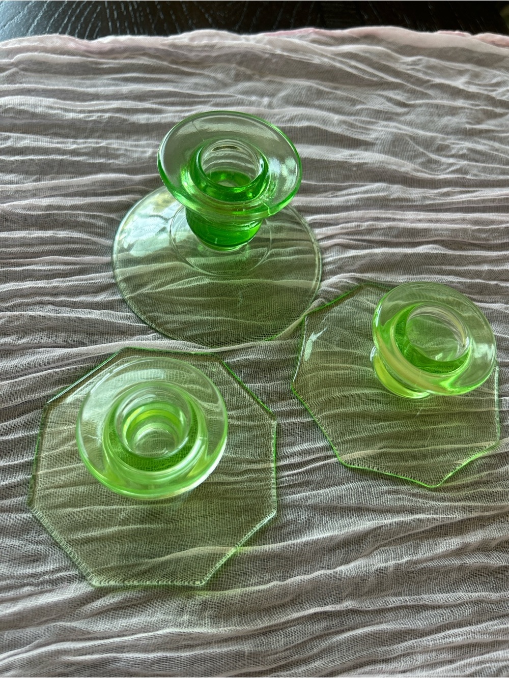 Vintage Uranium Glass Candle stick holders